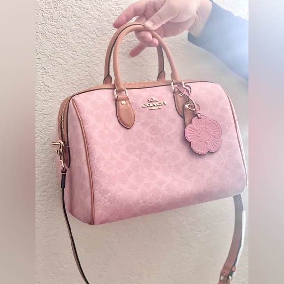 NWT Coach Rowan Large Satchel Bag In Signature in Powder Pink CEA19 - Picture 2 of 11